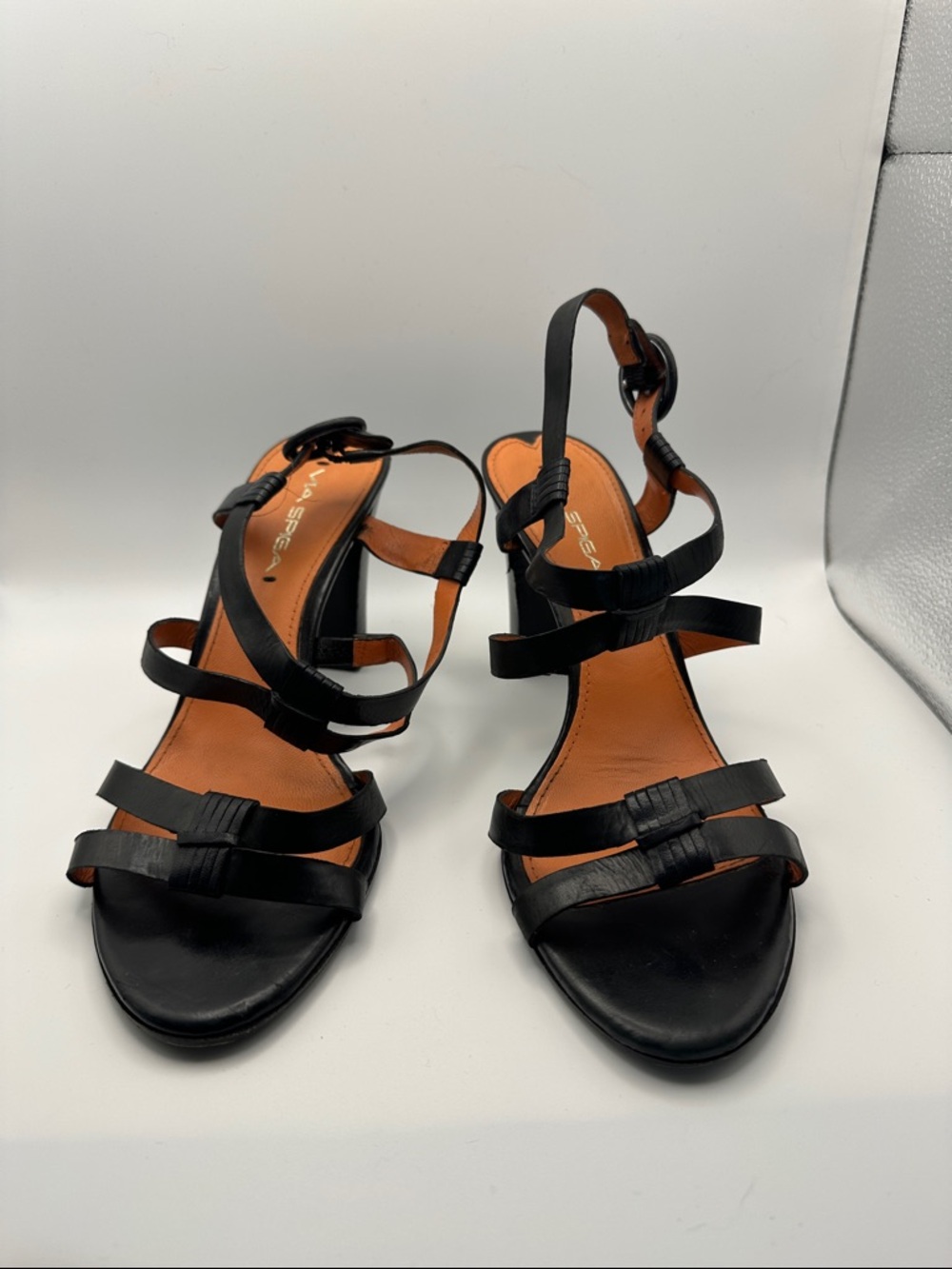 Via Spiga Black Multi-Strap Leather Sandals